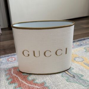 Designer Inspired White and Gold Vase Container